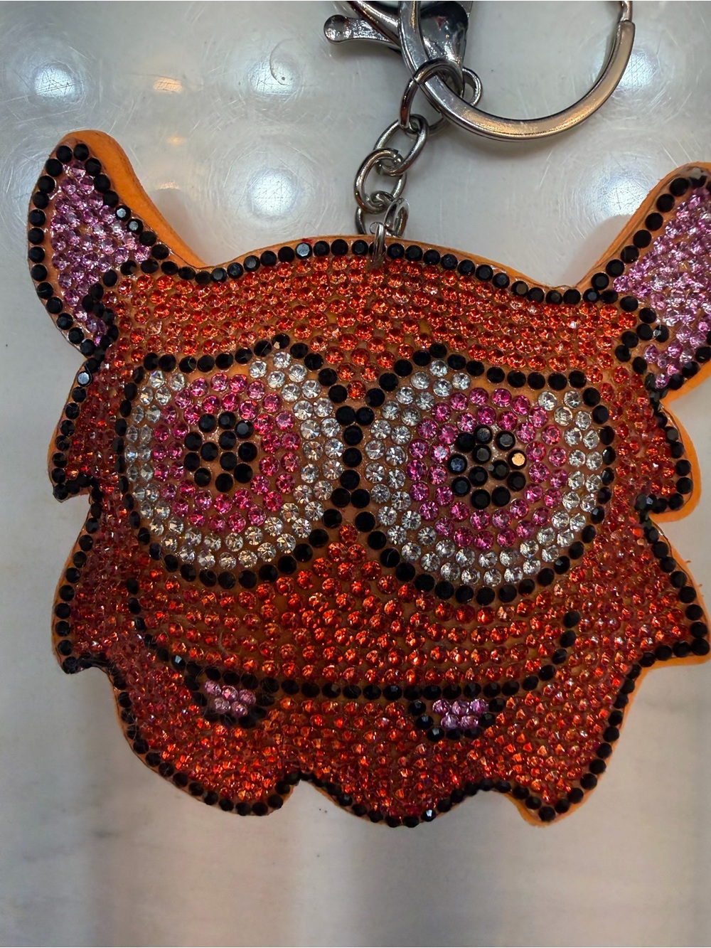 Crystal Embellished Orange Owl Keychain - Unbranded